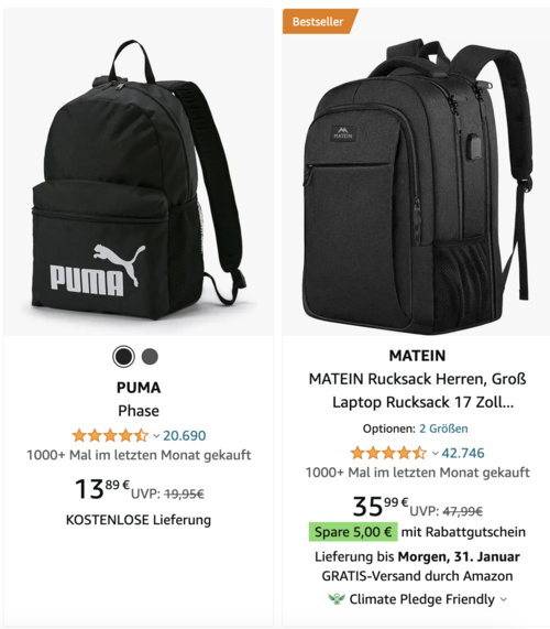 Vergleich Amazon SEO optimierter und nicht-optimierter Produkttitel
