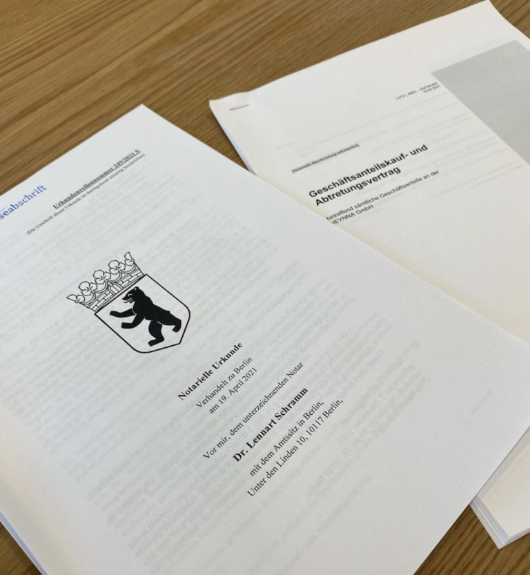 Offizielle Unterlagen zum erfolgreichen Exit von HEYNNA